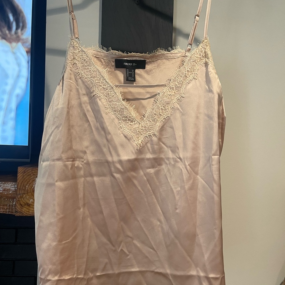 Forever 21 Lace Trim Cami Top - Cream
